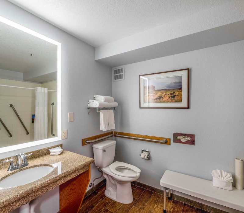 Luxury bathroom in the 1 King Bed room at Arroyo Pinion Boutique Hotel featuring elegant fixtures, modern amenities, and a relaxing atmosphere