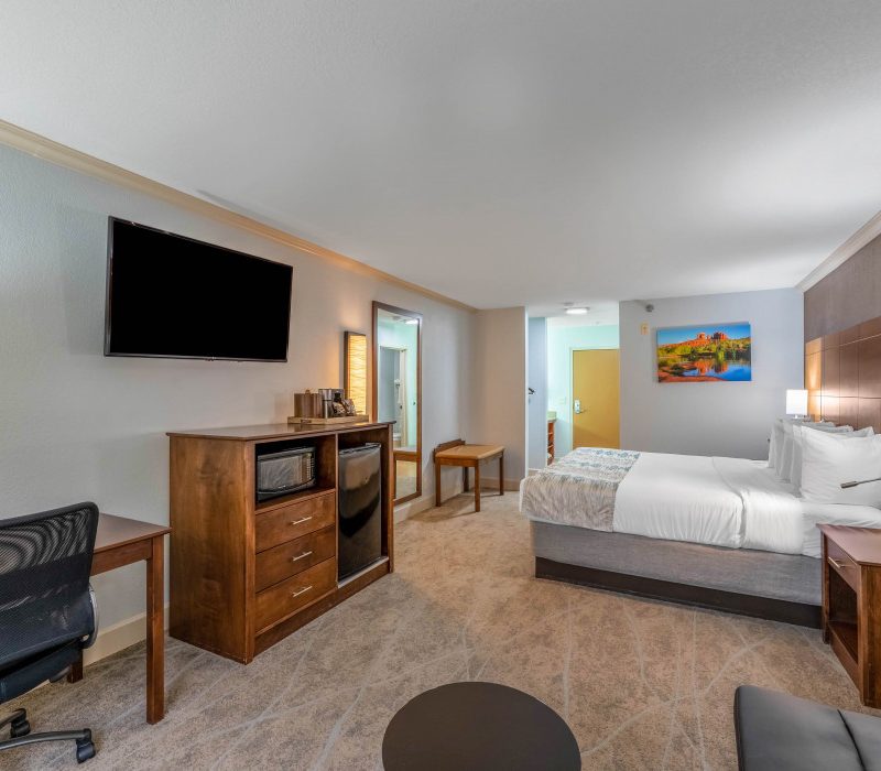 Stunning view from a guest room at Arroyo Pinion Boutique Hotel, Sedona, showcasing comfort and scenic surroundings