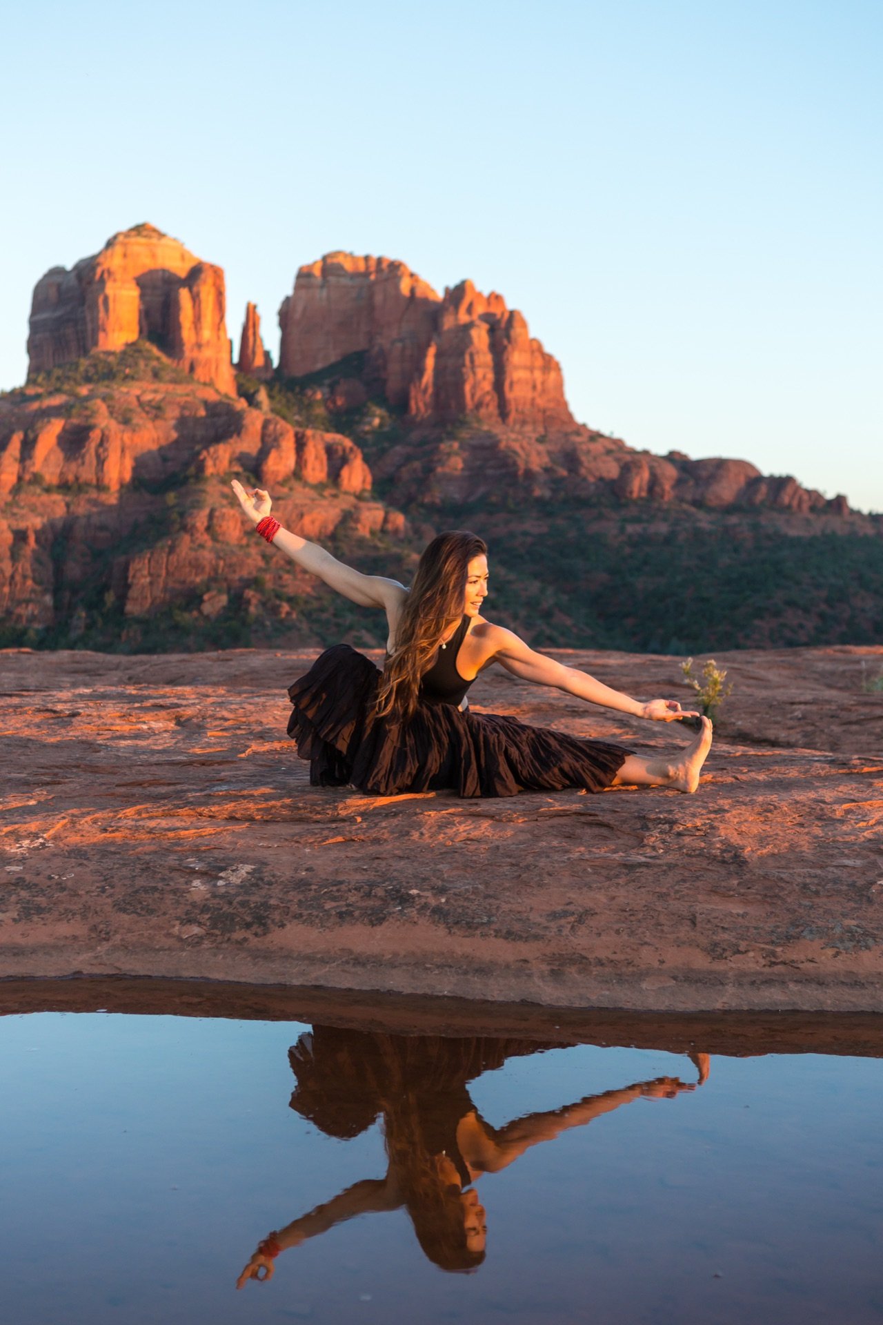 Peaceful practice at the red rocks near Amitabha Stupa & Peace Park