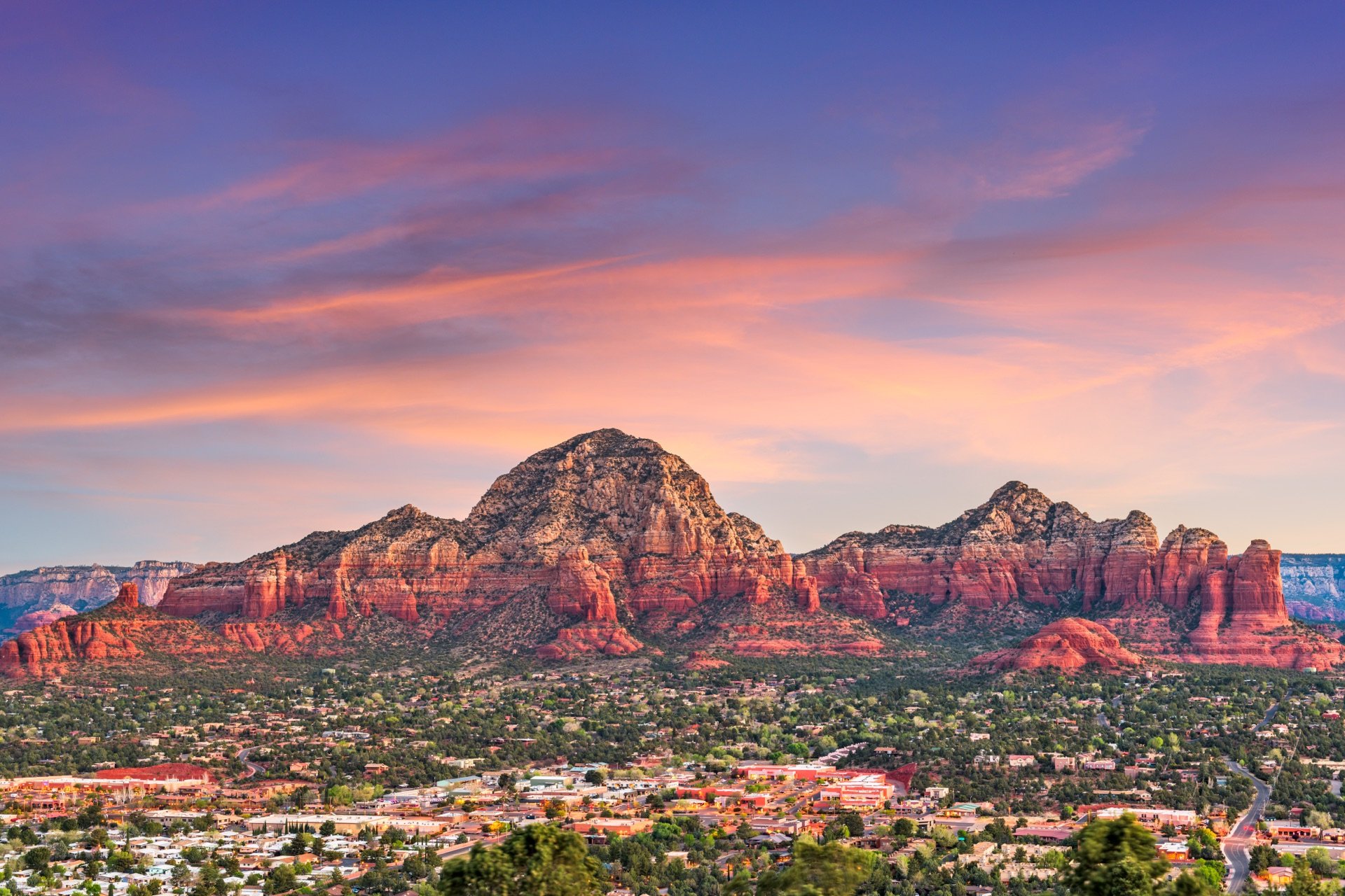 Iconic Sedona red rock landscape at sunset