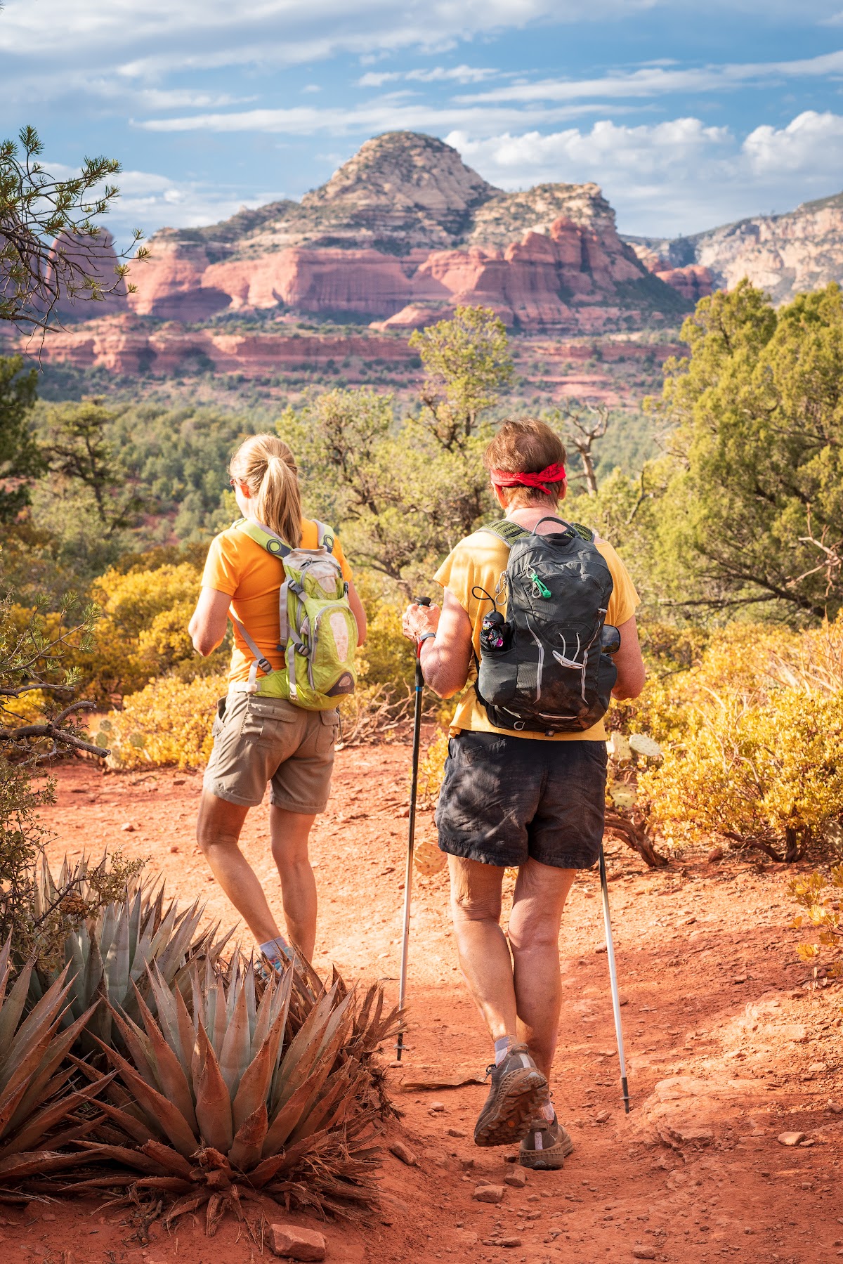 Couple on a guided red rock hike near Sedona