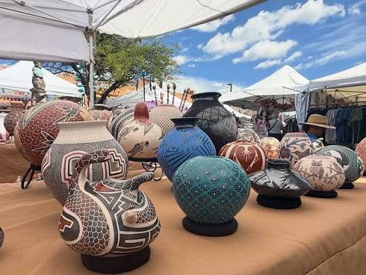 Pottery and artwork at the Oak Creek Arts and Crafts Show in Sedona